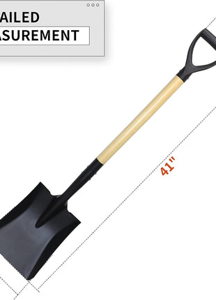 Square Shovel, Shovels for Digging with D-Handle, Overall 41-Inch Long Garden Shovel, Transfer Shovel, Snow Shovel for Car, Garden Tools