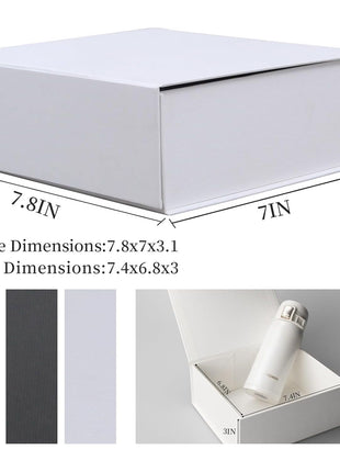 Rsgift White Gift Box with Lid, 7.8x7x3.1 Inches(Inside size:7.4x6.8x3 inches), Magnetic Closure Small box for Men - Wedding, Birthday, Graduation Packaging