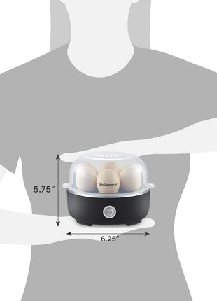 Elite Gourmet EGC115B Easy Egg Cooker, 7-Egg, BPA-Free, Classic Black | Cooks soft, medium, or hard-boiled eggs with auto shut-off - electric operation - includes measuring cup