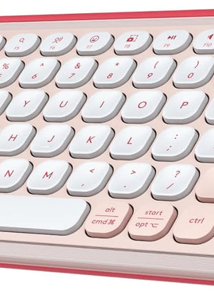 Logitech POP ICON Keys Wireless Bluetooth Keyboard - Rose and Off-White | Comfortable typing, programmable keys, easy-switch between up to 3 devices, for laptop, tablet, PC