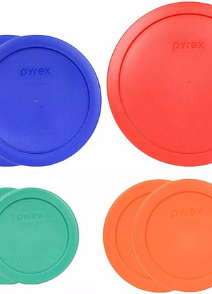 Pyrex Food Storage Plastic Replacement Lid Set (Red, Cobalt Blue, Orange, Green)