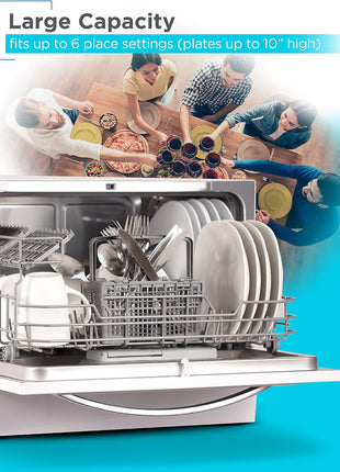 BLACK+DECKER Countertop Dishwasher, Energy Star Certified, BCD6W, White | Counter Dish Washer with 7 Wash Programs, 6-Place Setting Capacity, 24-Hour Delayed Start