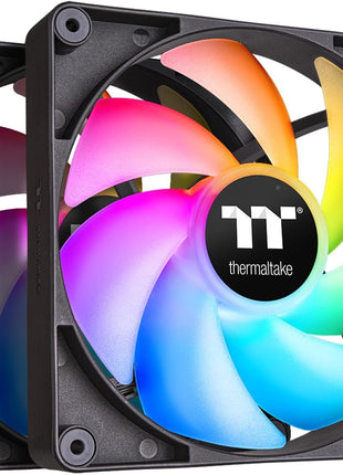 Thermaltake CT140 ARGB Sync PC Cooling Fan (2-Fan Pack), 5V Motherboard Sync, 16.8 Million Colors 9 Addressable LEDs, 140 mm Hydraulic Bearing Case/Radiator Fan, CL-F150-PL14SW-A,Black