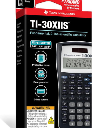Texas Instruments TI-30XIIS Scientific Calculator, Black with Blue Accents