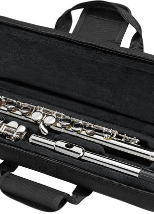 POGOLAB Flutes, Closed Hole C 16 Keys Flute Instrument, Student Flute for Beginner Advanced Player, with Cleaning Kit, Carry Bag, Strap, Probe Rod, Gloves (Nickel)
