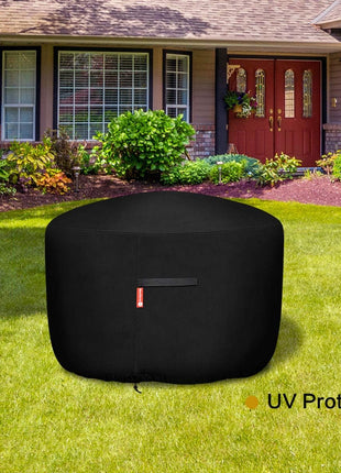 SheeChung Round Gas Fire Pit/Table Cover-Heavy Duty 600D Polyester with PVC Coating Material,100% Weather Resistant and Waterproof,Fits 30 inch,33 inch,34 inch,35 inch,36 inch Fire Pit/Bowl Cover,Black,36 inchDia X 24 inchH