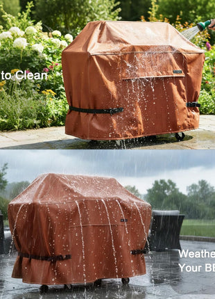 NettyPro BBQ Grill Cover 56 inch Heavy Duty Waterproof Outdoor 2-3 Burners Gas Grill Cover for Outside Weber, Char-Broil, Brinkmann, Nexgrill Barbecue, Brown