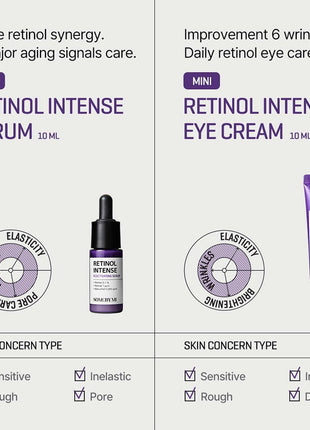 SOME BY MI Retinol Intense Trial Kit - Serum and Eye Cream, 0.33Oz - Mild Korean 0.1% Retinol Face Serum and Eye Cream for Beginner - Skin Texture, Elasticity and Under Eye Care - Korean Skin Care
