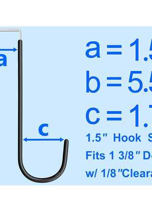 Mars-Rock Single Over Door Steel Hooks 4 Pack Fit 1-3/8" Door 5.5" Black | Plastic Coated Rubber Feel Towel Rack Robe Coat Shoe Wreath Hanger No Damage No Scratch for Bathroom Heavy Duty Thin Top