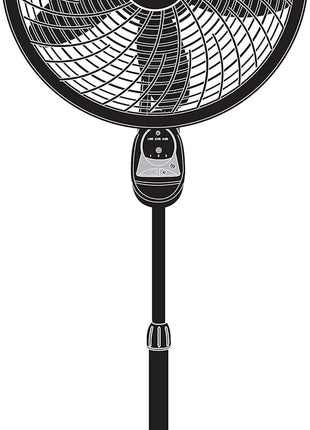 Lasko Oscillating Cyclone Pedestal Fan, Adjustable Height, Timer, Remote Control, 3 Speeds, for Bedroom, Living Room, Home Office, 18 inch, Black, 1843