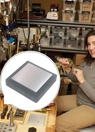 Steel Bench Block Flat Anvil Jewelers Tool with Rubber Block and Stamping Hammer for Jewelry Repairing, Metal Stamping
