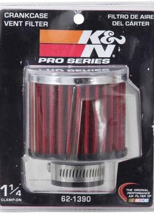 K&N Vent Air Filter/Breather: High Performance, Premium, Washable, Replacement Engine Filter: Flange Diameter: 1.25 in, Filter Height: 2.5 in, Flange Length: 0.875 in, Shape: Breather, 62-1390