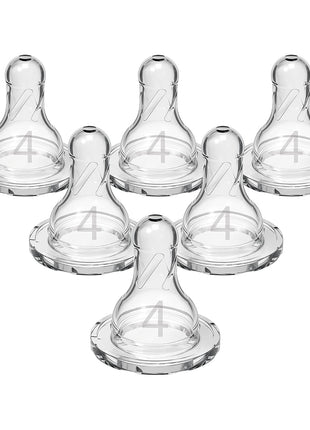 Dr. Brown's Natural Flow Level 4 Baby Bottle Silicone Nipple, Fast Flow, 9m+, 100% Silicone Bottle Nipple, 6 Count (Pack of 1)