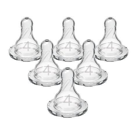Dr. Brown's Natural Flow Level 4 Baby Bottle Silicone Nipple, Fast Flow, 9m+, 100% Silicone Bottle Nipple, 6 Count (Pack of 1)