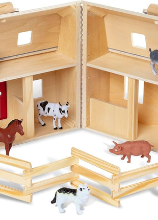 Melissa & Doug Wooden Fold & Go Barn, Multi, One Size