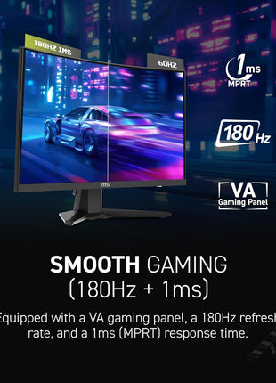 msi MAG 244C 24-inch 1920 x 1080 (FHD) Gaming Monitor, 180Hz, AMD FreeSync, HDMI, DisplayPort, VESA, Tilt, Height Adjustable, Speaker, 1ms, Black