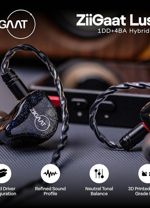 Linsoul ZiiGaat Lush in Ear Monitor, 1DD+4BA Hybrid Earphone IEM