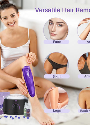 BLITZWAX Brazilian and Bikini Waxing Kit for Women, Hard Wax Warmer for Face, Legs, and Body, At Home Hair Removal Kit, Beginner Friendly, Quick Heating, 28 Accessories
