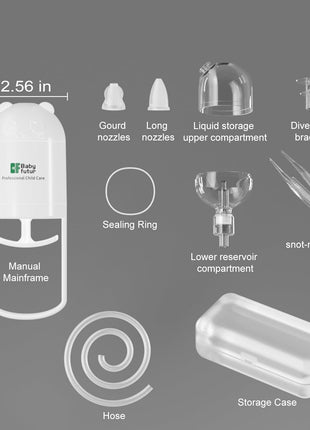 Baby Nasal Aspirator for Newborns & Toddlers – Manual Nose Sucker, BPA-Free Soft Silicone Tips, Anti-Reflux Design, Easy to Clean, with Storage Box & Booger Clip