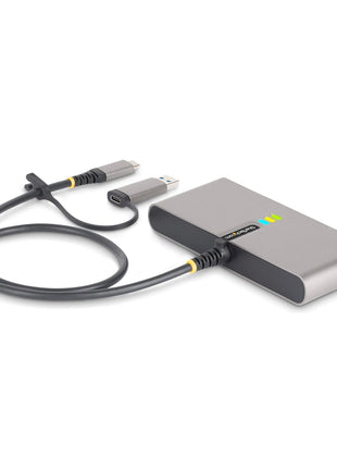 StarTech.com 2-Port USB-C Hub with Gb Ethernet and RS232 FTDI Serial, Attached USB-C to USB-A Dongle, 100W PD Pass-Through, 2X USB-A 5Gbps