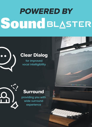 Creative Stage SE 2.0 Bluetooth Sound Bar Speaker - Black - Under Monitor - USB - 1 Pack