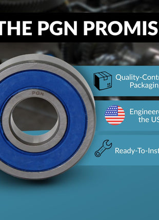 PGN (10 Pack) 608-2RS Bearing - Lubricated Chrome Steel Sealed Ball Bearing - 8x22x7mm Bearings with Rubber Seal & High RPM Support