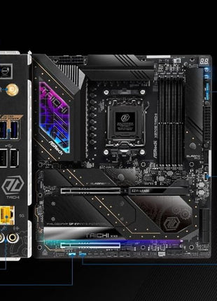 ASRock AMD X870E Taichi Ryzen Socket AM5 X870 Dual Channel DDR5 DIMMs 256 GB 8200 EATX Motherboard M.2 LED WiFi 7