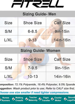 FITRELL 3 Pairs Compression Socks for Women and Men 20-30mmHg- Circulation and Muscle Support Socks for Travel, Running, Nurse, Knee High, Medical Black+White+Grey Small-Medium