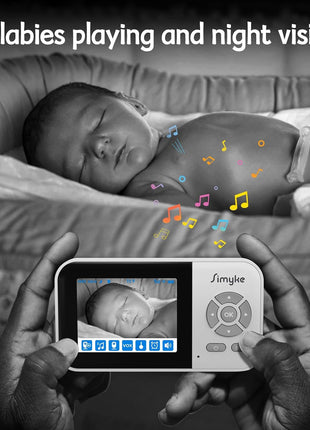 Simyke Upgrade Video Baby Monitor with Camera,1200ft Long Range,APP,2.8inch Display, Auto Night Vision,5 Lullabies,Sound Monitor,Feeding Timer,2-Way Talk,for Baby/Elderly/Pet,VOX/ECO,Temperature Sensor