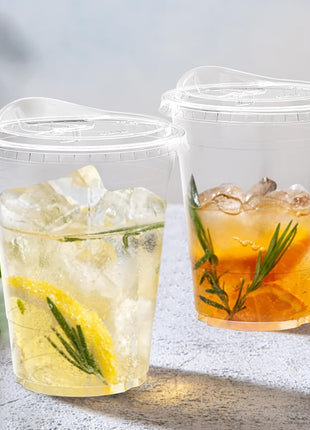 Dealusy 100 Pack - 16 oz Clear Plastic Cups with Lids, Sturdy & Food Safe Iced Coffee Cups with lids, Disposable Plastic Smoothie Cups for Cold Drinks, Sip Lids
