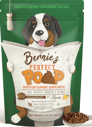 Perfect Poop Digestion & General Health Supplement for Dogs: Fiber, Prebiotics, Probiotics & Enzymes Relieve Digestive Conditions, Optimize Stool, and Improve Health (Cheddar Cheese, 12.8 oz)