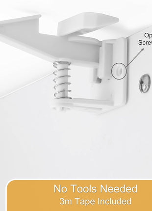 [12-Pack] Invisible Baby Proofing Cabinet Locks - No Drill Child Safety Drawer Latches - Adhesive Childproof Latch for Cabinets, Kitchen & Furniture - Secure Toddler & Infant Safety No Tools Required