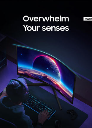 Samsung 32" Odyssey (G55C) Series QHD 1000R Curved Gaming Monitor, | 165Hz, 1ms(MPRT), HDR10, AMD Radeon FreeSync, Eye Care, Glare Free, Sharp Resolution (LS32CG550ENXZA)