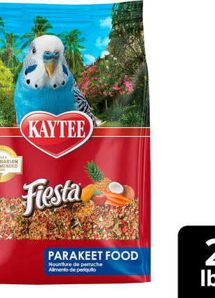 Kaytee Fiesta Parakeet Food, Nutritious and Fun Blend, Supports Skin, Feather, Digestion, Brain and Heart Health, 2 pounds