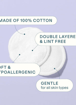Cliganic Premium Cotton Rounds for Face (300 Count) - Makeup Remover Pads, Hypoallergenic, Lint-Free | 100% Pure Cotton (Packaging May Vary)