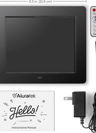 Aluratek 8" Digital Picture Frame w/Built-In Memory, USB/SD/SDHC Supported, Built-In Clock & Calendar, Auto On-Off (ADMPF108F)