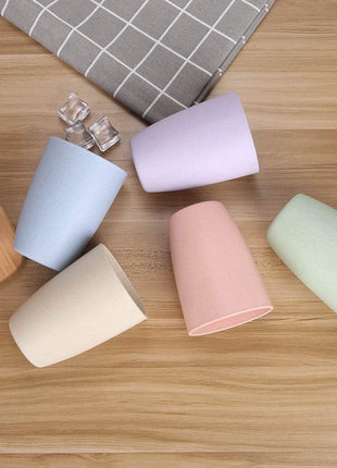 Wheat Straw Unbreakable Cup (12 oz) - Reusable Drinking Glasses Set of 5 - Dishwasher Safe Tumbler - BPA Free & Eco-Friendly (5Pcs)