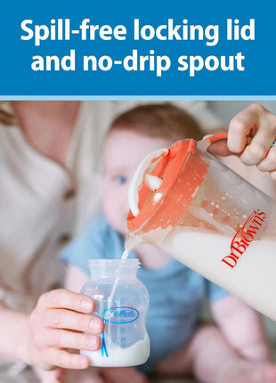 Dr. Brown's Baby Formula Mixing Pitcher with Adjustable Stopper, Locking Lid & No Drip Spout, Black, BPA Free, 36oz, 1 Pack