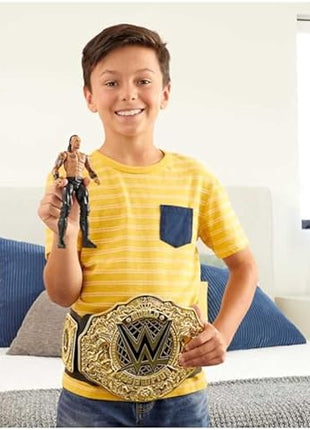 Mattel WWE Championship Title Belt, Role Play Accessory | WWE World Heavyweight Championship Role-Play & Costume Piece, Leather-like Belt 3+ Feet with One-Time Adjustment