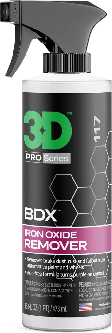 3D BDX Iron Remover – Fast Acting Fallout & Brake Dust Cleaner | Purple Color-Changing Spray for Wheels & Paint | Acid-Free | Made in USA | Car Detailing | 16 oz