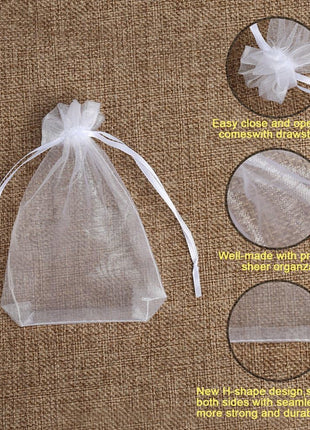 Hopttreely 100PCS Premium Sheer Organza Bags, White Wedding Favor Bags, 4x4.72 Jewelry Gift Bags for Party, Jewelry, Christmas, Festival, Bathroom Soaps, Makeup Organza, Wrapping Supplie