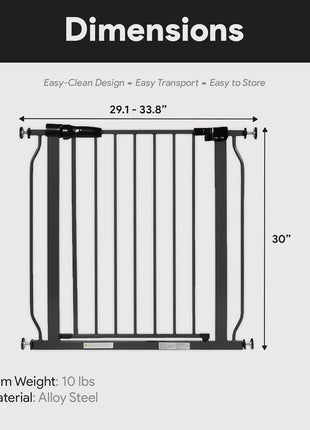 BalanceFrom Easy Walk-Thru Safety Gate for Doorways and Stairways with Auto-Close/Hold-Open Features, 30-Inch Tall, Fits 29.1-33.8 Inch Openings, White | 30" Tall Gate for Doorways and Stairways with Auto-Close/Hold-Open