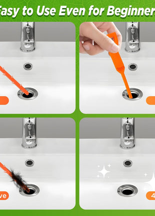 Forlivese 4 Pack 25 Inch Drain Snake,Drain Clog Remover | Sink Snake for Sewer Kitchen Sink Bathroom Tub Toilet Clogged Drains Relief Cleaning Tool