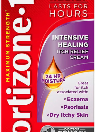 Cortizone 10 Maximum Strength Intensive Healing Itch Relief Cream, 1% Hydrocortisone, Fast Acting, Anti Itch Cream for Bug Bites, Rash, Eczema, Psoriasis, Poison Ivy, Oak, Sumac & More, 2 oz