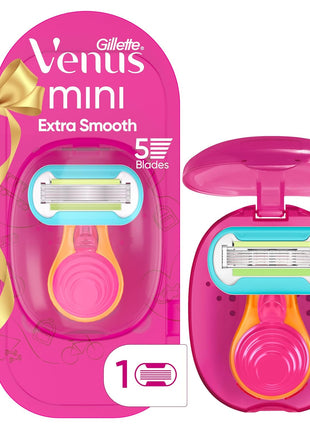 Gillette Venus Extra Smooth Travel Razor Kit for Women, Mini Handle + Refill + Case