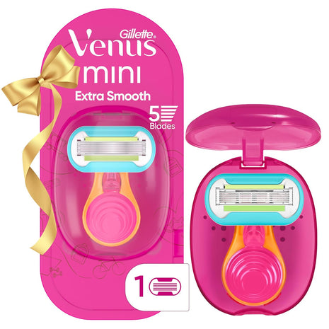 Gillette Venus Extra Smooth Travel Razor Kit for Women, Mini Handle + Refill + Case