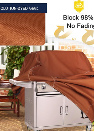 NettyPro BBQ Grill Cover 56 inch Heavy Duty Waterproof Outdoor 2-3 Burners Gas Grill Cover for Outside Weber, Char-Broil, Brinkmann, Nexgrill Barbecue, Brown