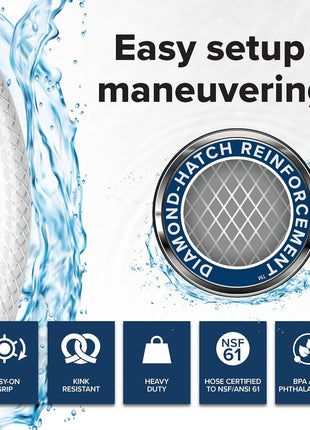 Camco TastePURE 25-Ft Water Hose - RV Drinking Water Hose Contains No Lead, No BPA & No Phthalate - Features Diamond-Hatch Reinforced PVC Design - 5/8 inch Inside Diameter, Made in the USA (22783)