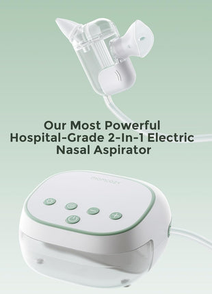 Momcozy BreezyClear ProTM Nasal Aspirator for Baby, Hospital-Grade 75 kPa Nose Sucker with 9 Adjustable Suction Levels, Electric Nose Cleaner for Toddler, Light & Music Soothing