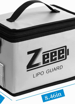 Zeee Fireproof Explosionproof Large Capacity Battery Storage Guard Pouch for Lipo Charge & Storage (8.46 x 6.5 x 5.71 in)